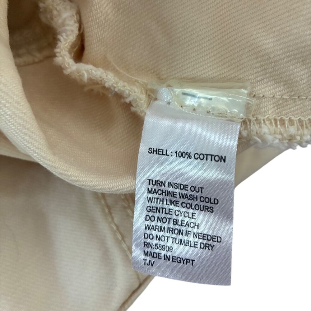 NWTGianni Bini Womens Cropped Denim Jacket M Bone Beige Cotton Button-Up READ - Picture 7 of 16